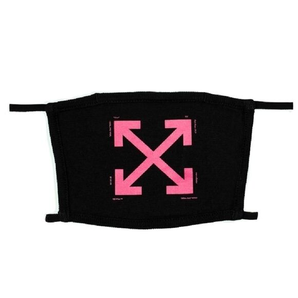 Off-White Black Fuchsia Pink Arrow Motif Unisex Mask NWT - Picture 9 of 16